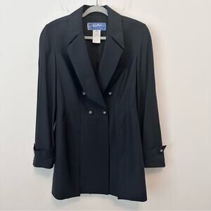 Thierry Mugler Vintage Black Double-Breasted Blazer w/ Anchor Buttons